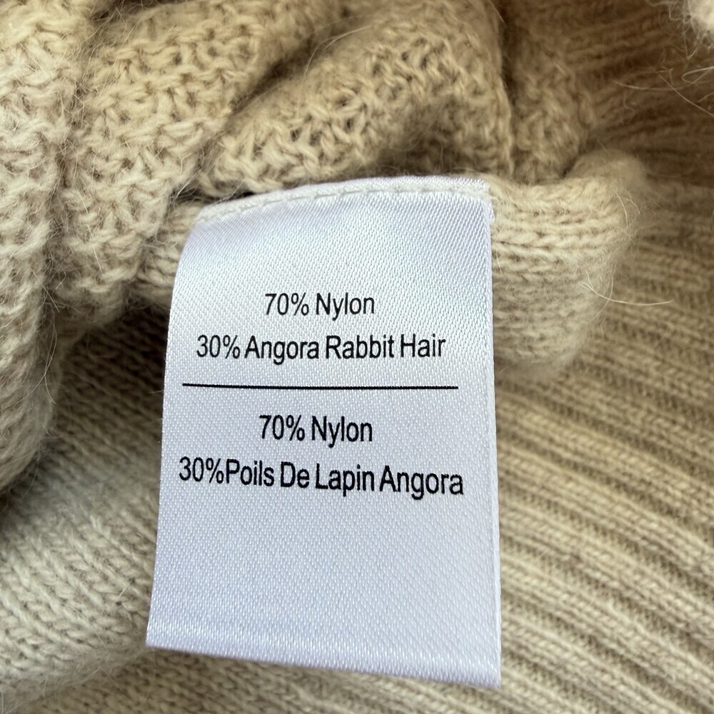 KENAR Sweater Angora Rabbit Hair Blend Women's L Oatmeal Beige Soft Pullover NWT - Picture 5 of 9